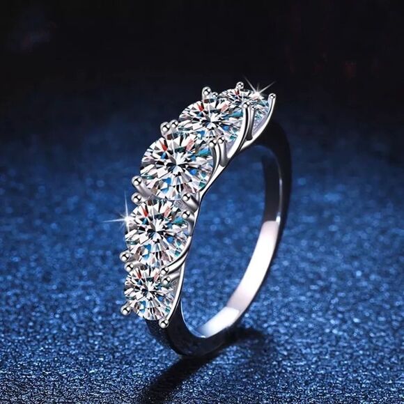 💎OS265💎 18k 3.6ct Diamond Moissanite Ring 925 Sterling Sliver, Gold Plated - Picture 6 of 16